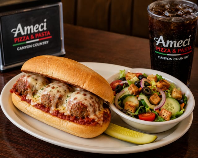 Meatball Sandwich + Side Salad + Drink.