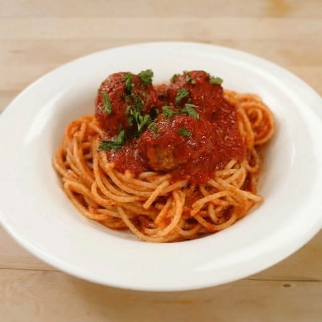 Pasta with Meatballs or Italian Sausage.