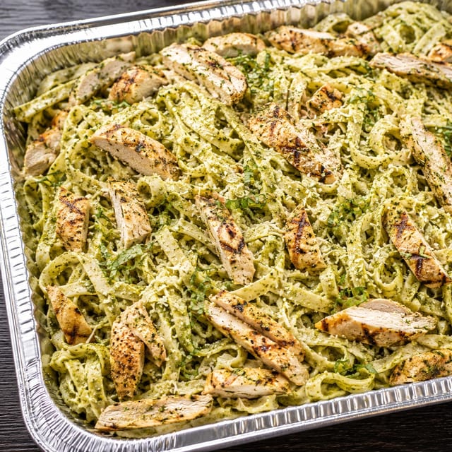 Fettuccine Pesto w/Chicken (1/2 Tray or Full Tray).