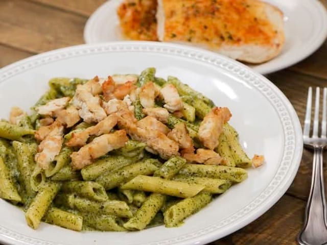 Bucket of Chicken Pesto Pasta.